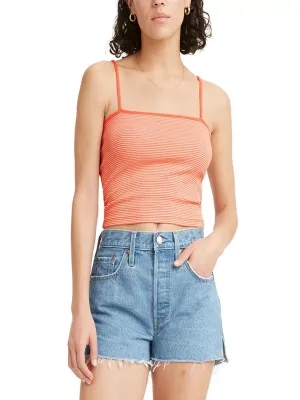 Women's Striped Crop Top,Peach