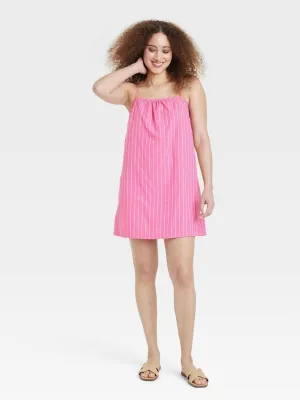 Women's Striped Shift Dress,Pink