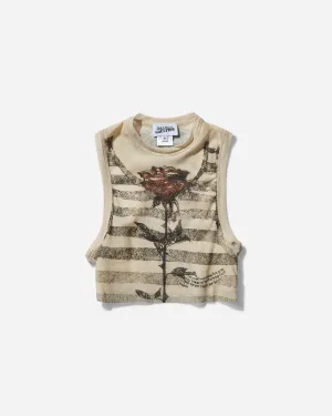 Women's “Tattoo Marinière” Crop Top Ecru
