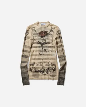 Women's “Tattoo Marinière” Longsleeve Top Ecru