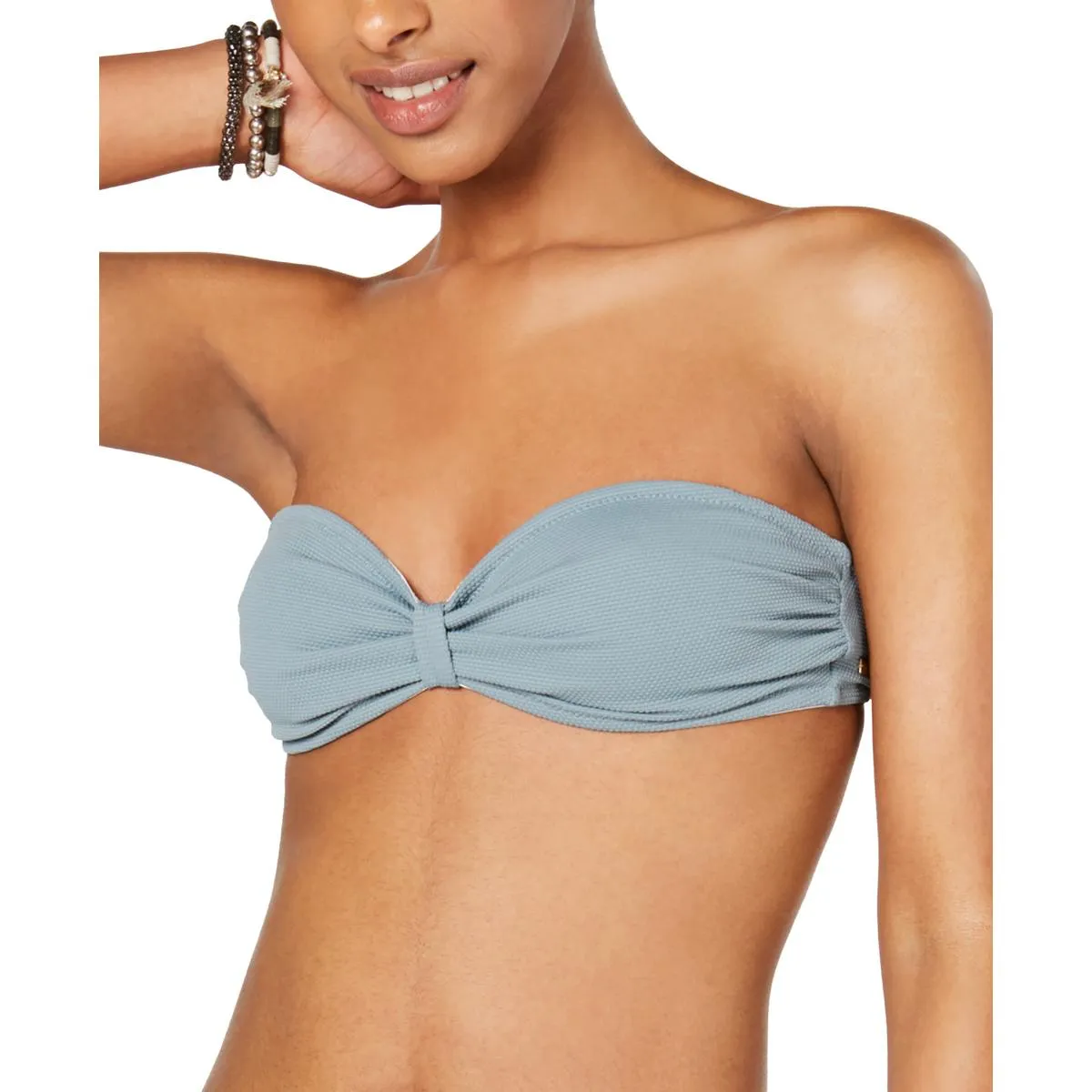 Womens Textured Bandeau Bikini Swim top