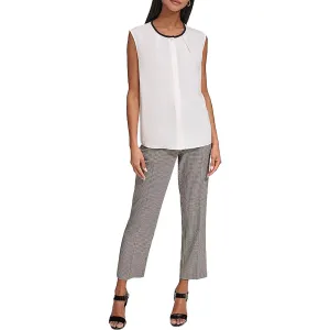 Womens Textured Pleated Button-Down Top