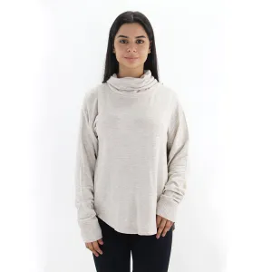 Women's Turte Neck Washed Sweatshirt,Beige