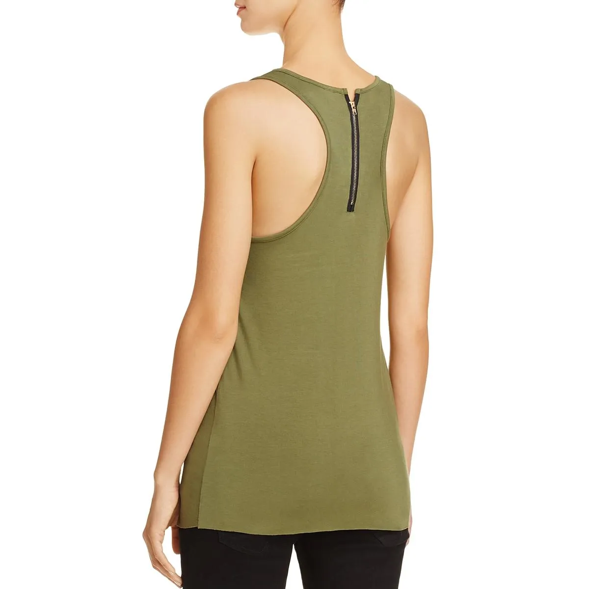 Womens Woven Zipper Tank Top