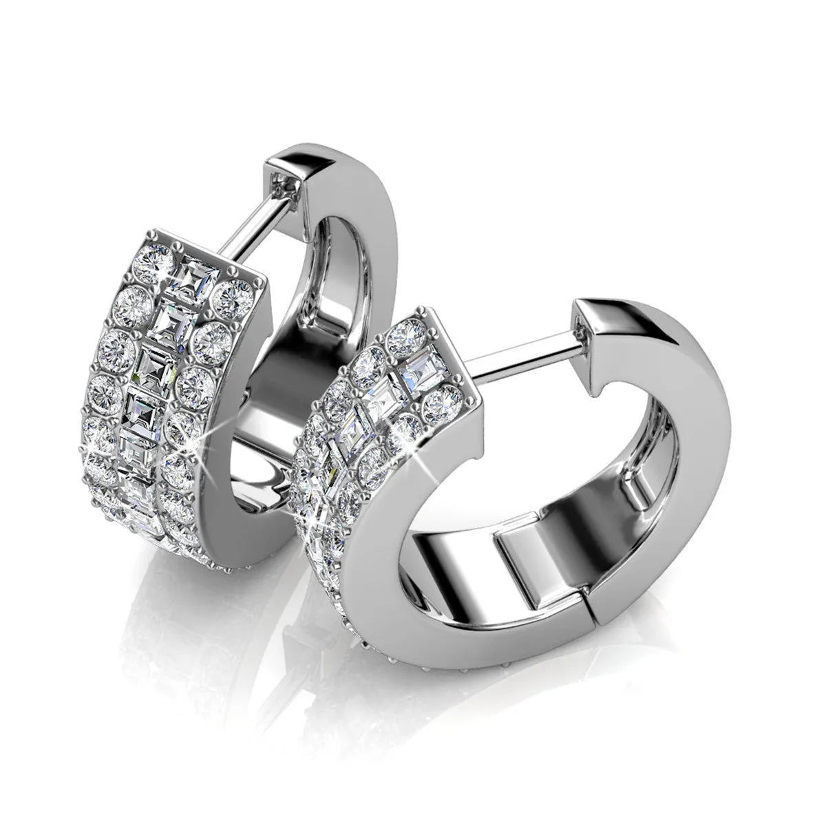 Wrenley 18k White Gold Plated 16mm Hoop Earrings with Swarovski Crystals