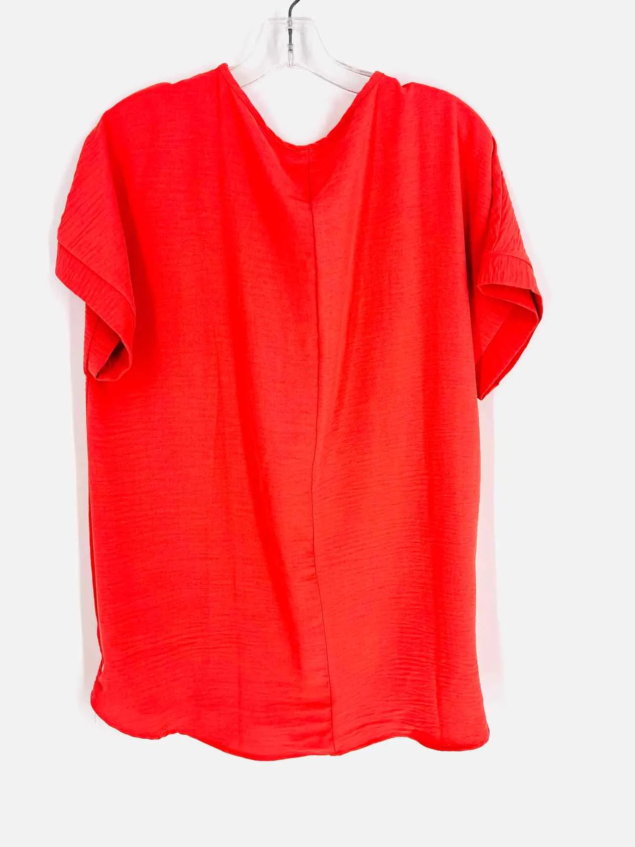 Zenana Size L Coral Textured Tops Top-Short Sleeve