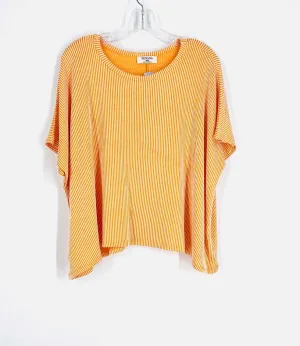 Zenana Size S Orange/White Boxy Stripe Tops Top-Short Sleeve