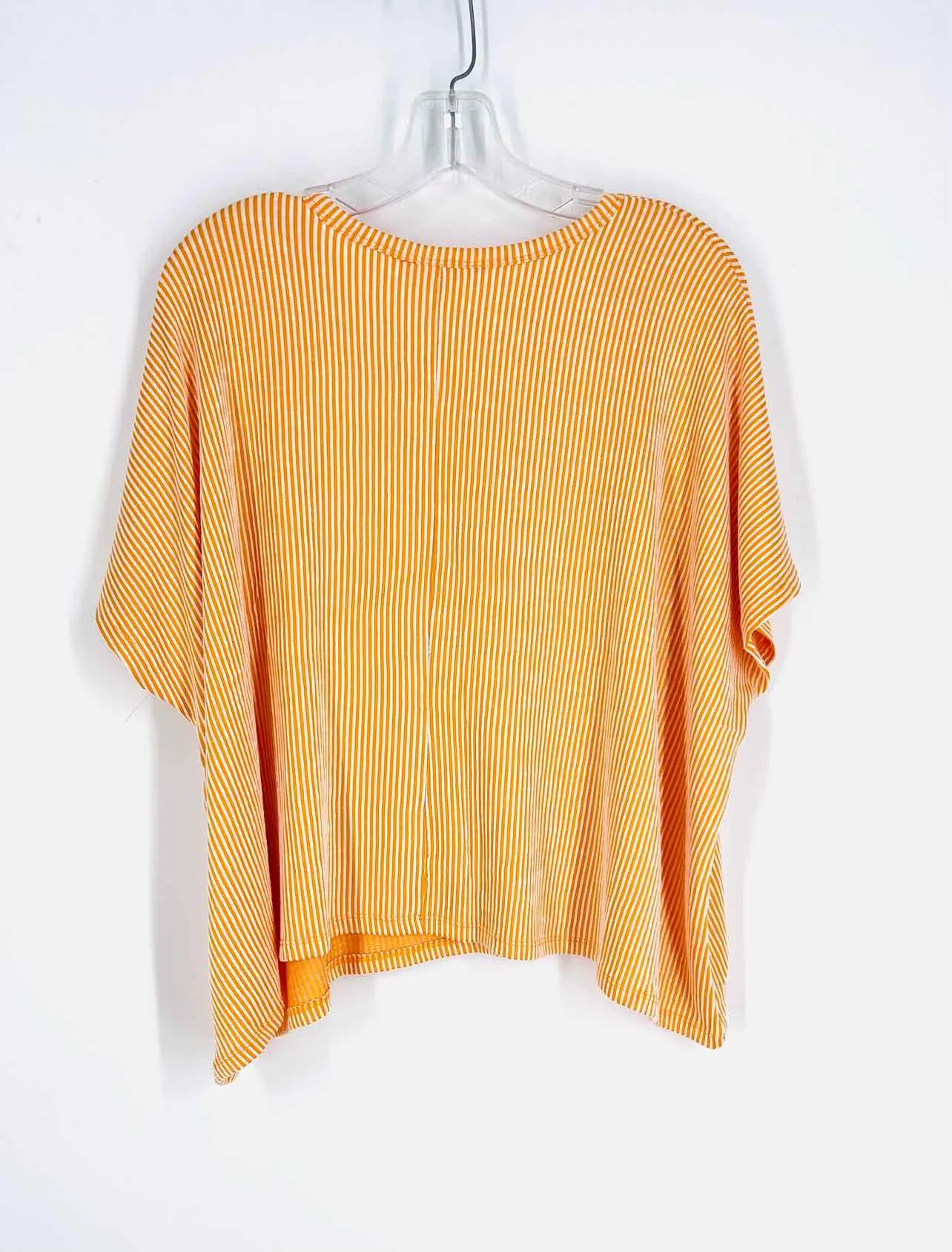 Zenana Size S Orange/White Boxy Stripe Tops Top-Short Sleeve